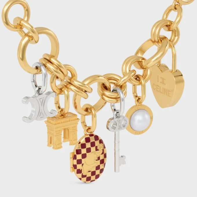 Colgante de corazón con candado en latón con acabado dorado Colgante de corazón con candado en latón con acabado dorado