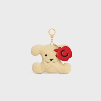 Colgante Triomphe Pom-Pom Apple en piel de oveja y piel de becerro