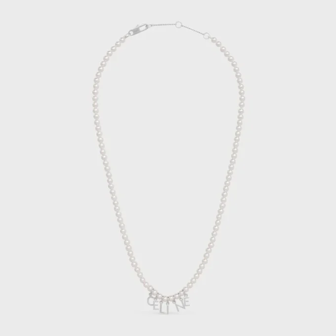 Collar CELINE Monochroms de perlas de vidrio y latón con acabado de rodio Collar CELINE Monochroms de perlas de vidrio y latón con acabado de rodio