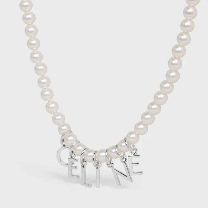 Collar CELINE Monochroms de perlas de vidrio y latón con acabado de rodio Collar CELINE Monochroms de perlas de vidrio y latón con acabado de rodio
