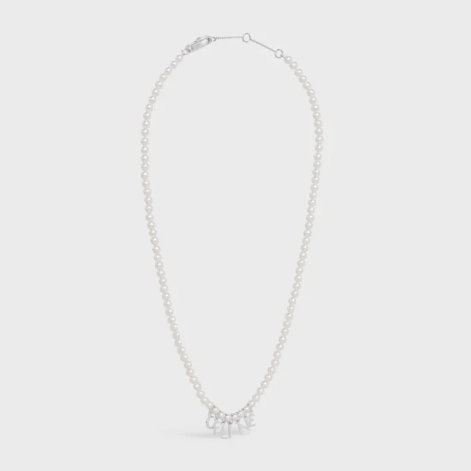 Collar CELINE Monochroms de perlas de vidrio y latón con acabado de rodio Collar CELINE Monochroms de perlas de vidrio y latón con acabado de rodio