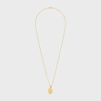 Collar con medalla CELINE de resina perla y latón con acabado dorado