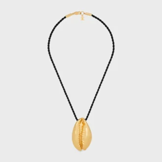 Collar de conchas CELINE Dafila en latón con acabado dorado y seda