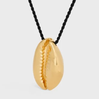 Collar de conchas CELINE Dafila en latón con acabado dorado y seda