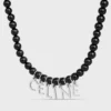 Collar de cuentas CELINE Monochroms en ónix y latón con acabado de rodio Collar de cuentas CELINE Monochroms en ónix y latón con acabado de rodio
