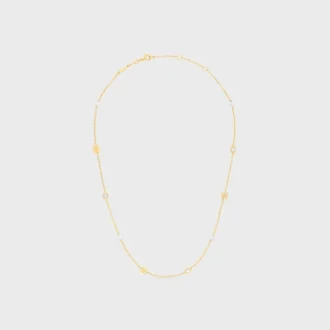 Collar Les Perles CELINE de strass, perlas de resina y latón con acabado dorado