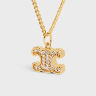 Collar Triomphe de strass en latón con acabado dorado y cristales