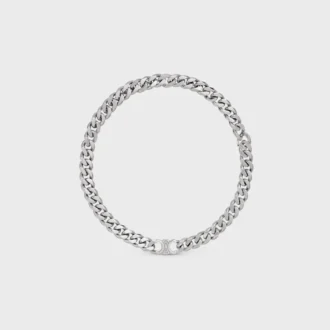 Collar Triomphe Gourmette en latón con acabado de rodio