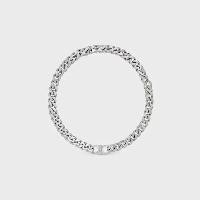 Collar Triomphe Gourmette en latón con acabado de rodio Collar Triomphe Gourmette en latón con acabado de rodio