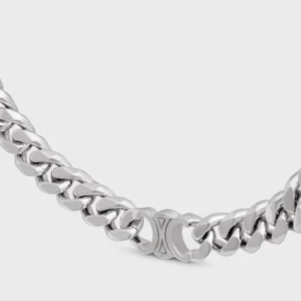 Collar Triomphe Gourmette en latón con acabado de rodio