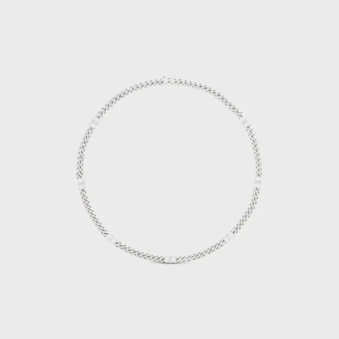 Collar Triomphe Small Gourmette en latón con acabado de rodio Collar Triomphe Small Gourmette en latón con acabado de rodio