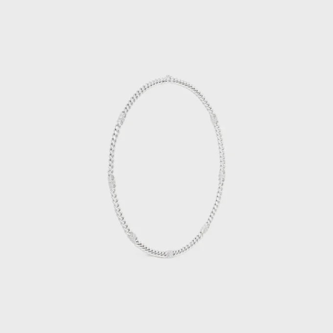 Collar Triomphe Small Gourmette en latón con acabado de rodio Collar Triomphe Small Gourmette en latón con acabado de rodio