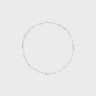 Collar Triomphe Small Octagon en latón con acabado de rodio