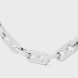 Collar Triomphe Small Octagon en latón con acabado de rodio