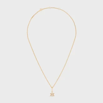 Collar Triomphe Solitaire Sparkle en strass y latón con acabado dorado