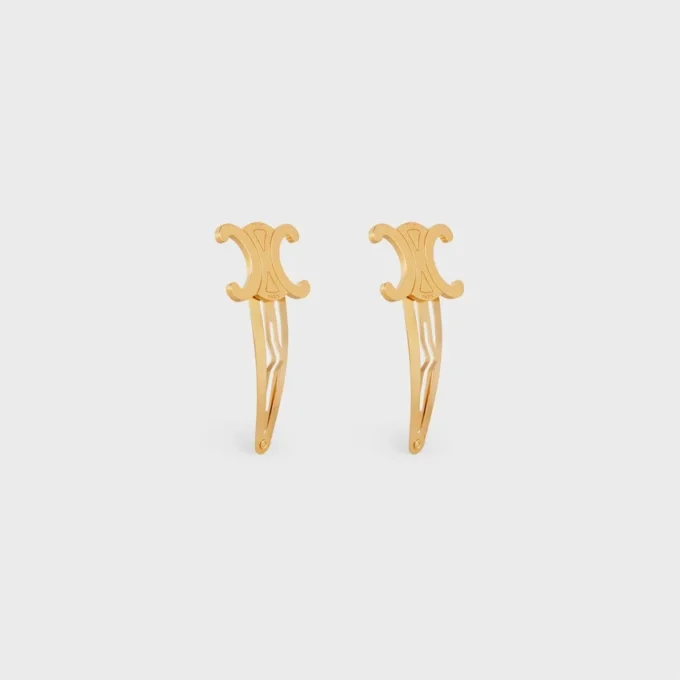 Conjunto de 2 pinzas para el cabello CELINE de latón con acabado dorado y acero Conjunto de 2 pinzas para el cabello CELINE de latón con acabado dorado y acero