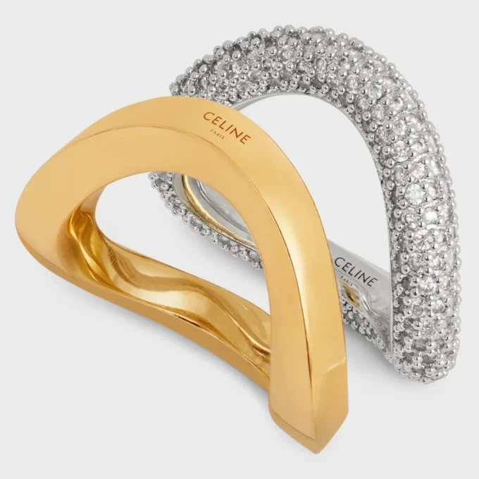 Conjunto de anillos Formes Abstraites en strass y latón con acabado en oro y rodio Conjunto de anillos Formes Abstraites en strass y latón con acabado en oro y rodio