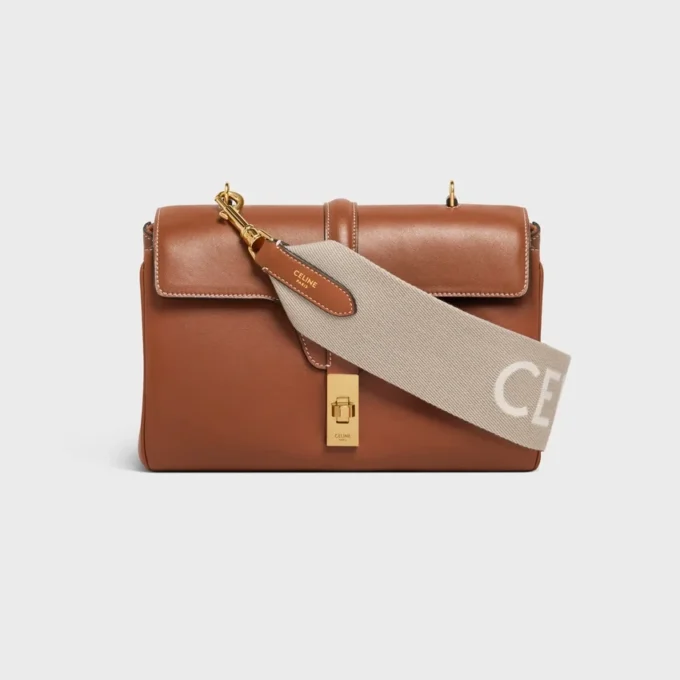 Correa corta de lana con jacquard CELINE y acabado dorado Correa corta de lana con jacquard CELINE y acabado dorado