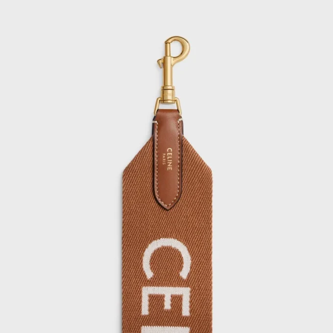 Correa larga de lana con jacquard de CELINE y acabado dorado Correa larga de lana con jacquard de CELINE y acabado dorado
