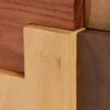 Cubo de rompecabezas en madera y estuche de piel de becerro natural Cubo de rompecabezas en madera y estuche de piel de becerro natural