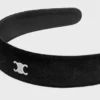 Diadema con el logotipo de CELINE estampado, en piel de becerro, poliéster y latón con acabado de rodio