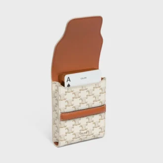 Estuche para naipes en Triomphe Canvas y piel de cordero