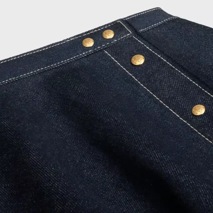 Falda con volantes en denim de algodón ligero Falda con volantes en denim de algodón ligero