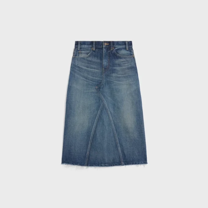 Falda midi en denim lavado Dark Union Falda midi en denim lavado Dark Union