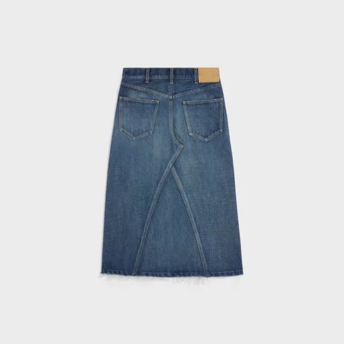 Falda midi en denim lavado Dark Union Falda midi en denim lavado Dark Union