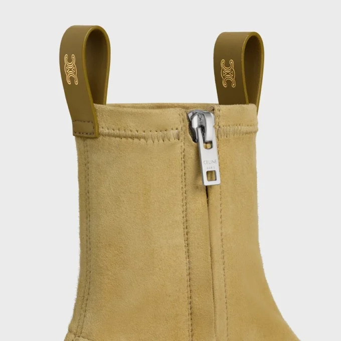 Flow – Bota con cremallera en piel de cordero de gamuza elástica Flow – Bota con cremallera en piel de cordero de gamuza elástica
