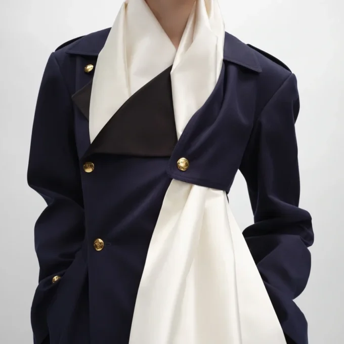 Gabardina tipo esmoquin en gabardina de algodón y lana