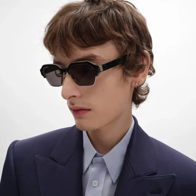 Gafas de sol con montura negra 63 de acetato y metal