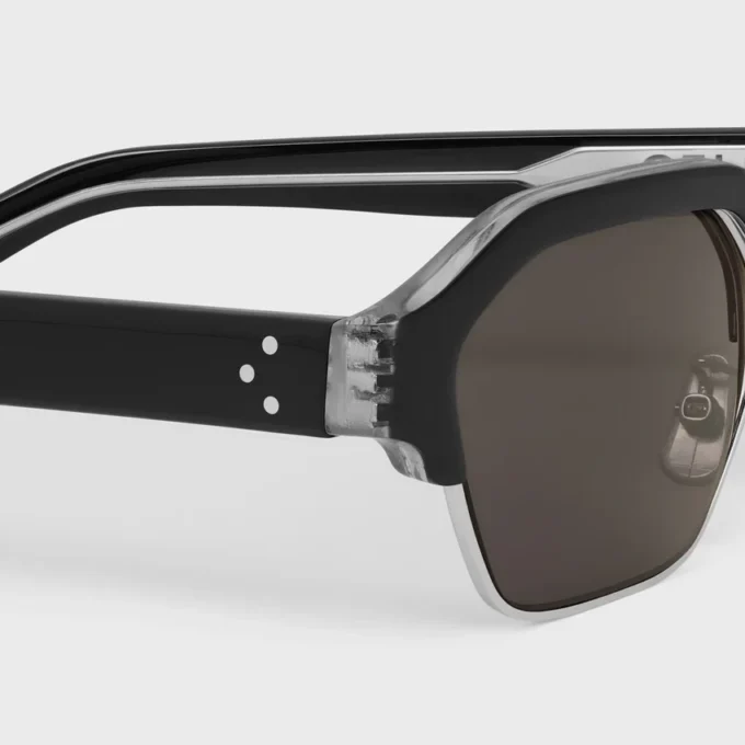 Gafas de sol con montura negra 63 de acetato y metal