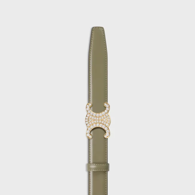 Hebilla Triomphe de latón con strass y correa reversible de 25 mm en taurillón Hebilla Triomphe de latón con strass y correa reversible de 25 mm en taurillón