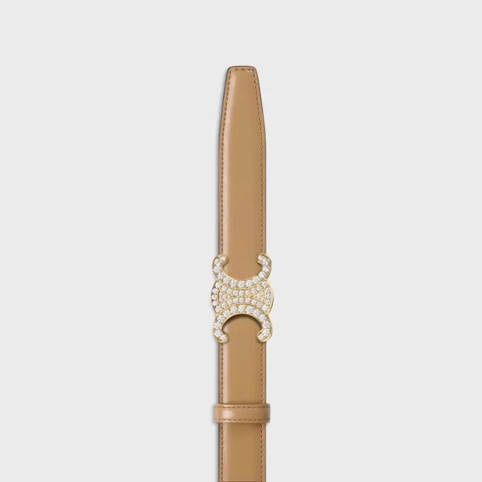 Hebilla Triomphe de latón con strass y correa reversible de 25 mm en taurillón Hebilla Triomphe de latón con strass y correa reversible de 25 mm en taurillón
