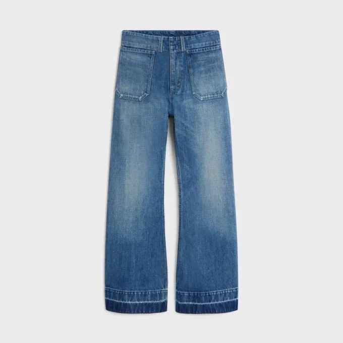 Jeans acampanados 002 en denim de algodón ligero Jeans acampanados 002 en denim de algodón ligero