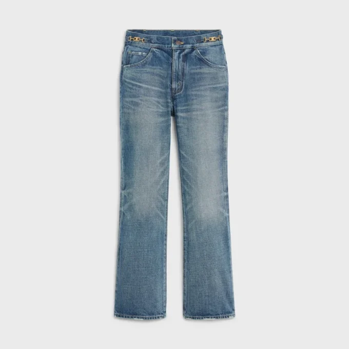 Jeans acampanados Dylan con firma en denim de algodón Jeans acampanados Dylan con firma en denim de algodón