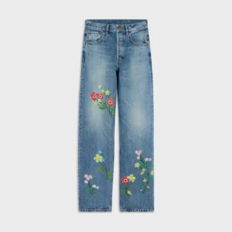 Jeans boyfriend bordados 001 en denim de algodón