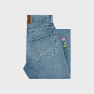 Jeans boyfriend bordados 001 en denim de algodón