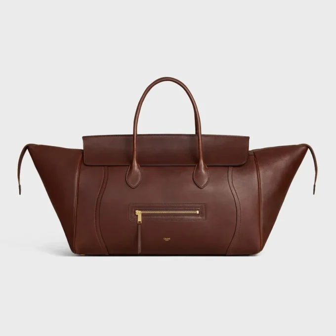 Luggage grande de piel de cordero flexible y brillante