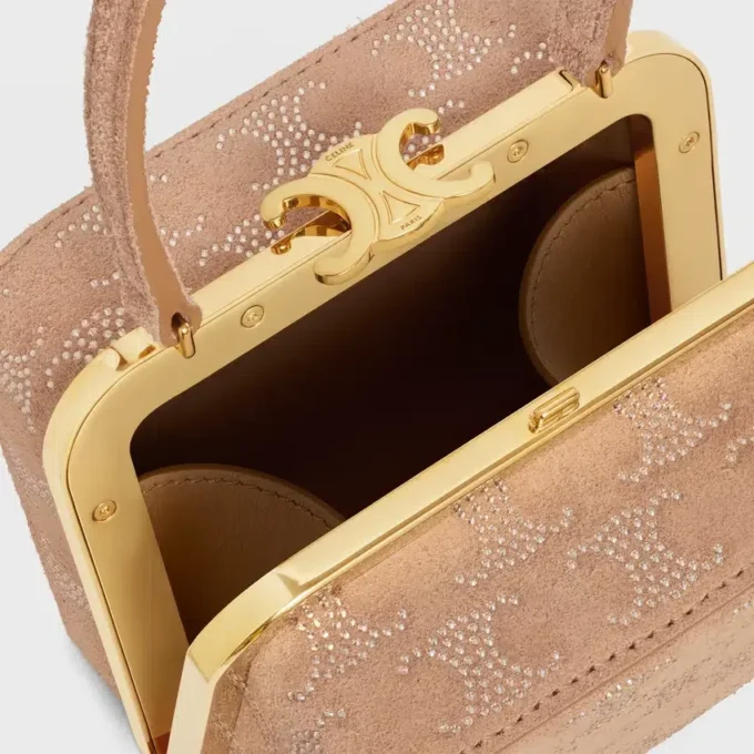 Minaudière Lana de CELINE en piel de becerro de gamuza con strass Triomphe Minaudière Lana de CELINE en piel de becerro de gamuza con strass Triomphe