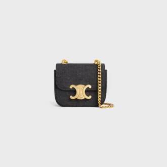 Mini Chain Claude en denim y piel de becerro