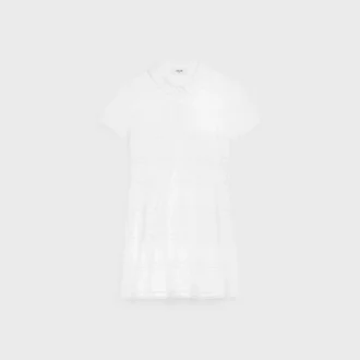Mini vestido con ribetes bordados en batista de algodón