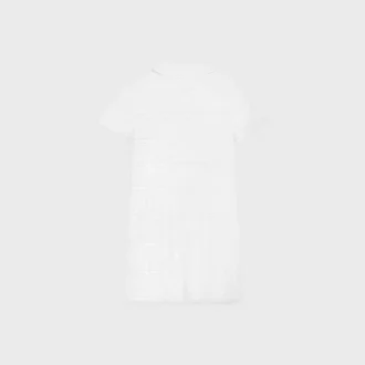 Mini vestido con ribetes bordados en batista de algodón