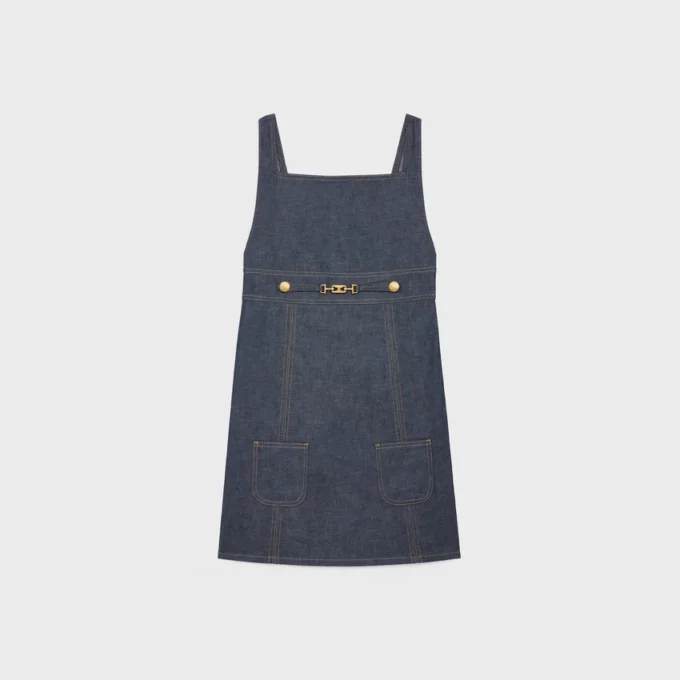Mini vestido imperio en denim lavado al natural Mini vestido imperio en denim lavado al natural