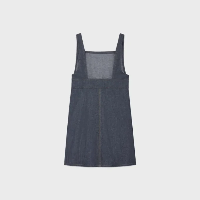 Mini vestido imperio en denim lavado al natural Mini vestido imperio en denim lavado al natural