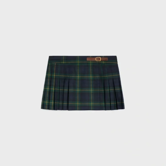 Minifalda tipo kilt de lana tartán Minifalda tipo kilt de lana tartán