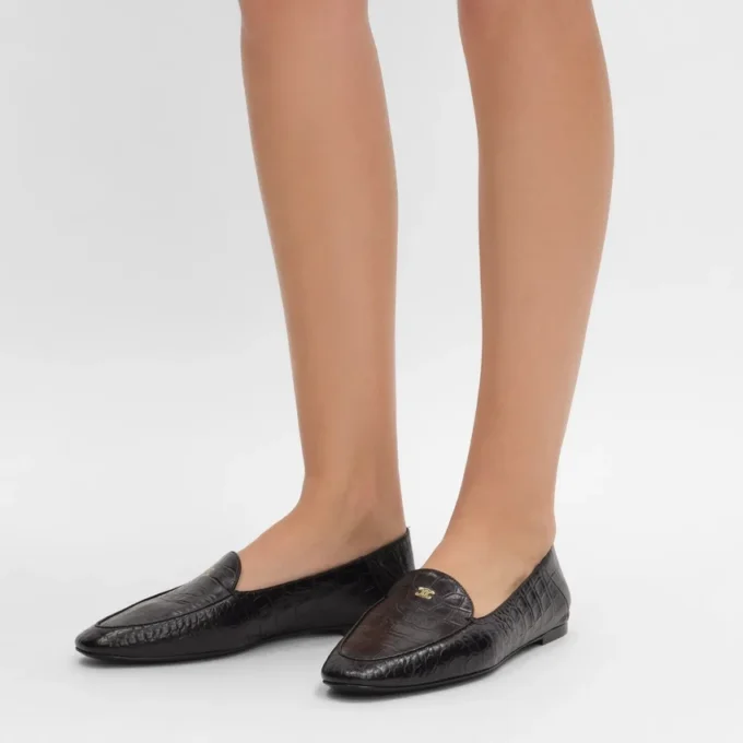Mocasines Aura en piel de cordero con estampado de cocodrilo