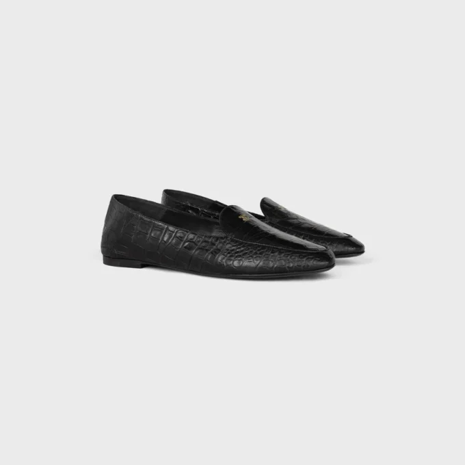 Mocasines Aura en piel de cordero con estampado de cocodrilo