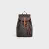 Mochila mediana Folco en Triomphe Canvas y piel de becerro Mochila mediana Folco en Triomphe Canvas y piel de becerro